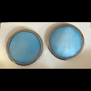 Unique hand crafted round blue pierced earrings